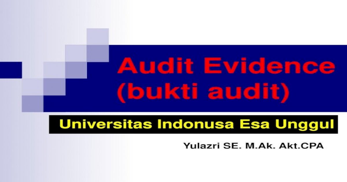 Audit Evidence Bukti Audit Prosedur Audit Apa Yang Akan Digunakan 2 Ukuran Sample Yang Akan Pdf Document